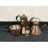 Four pieces of antique copper ware