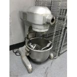 A Hobart commercial stand mixer with attachments