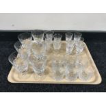 A tray of lead crystal drinking glasses,