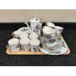 A tray of Colclough tea service and a Windsor coffee set