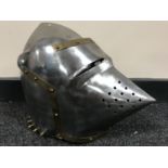 A reproduction medieval style helmet