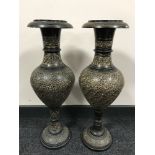 A pair of Indian brass vases