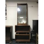 Two rosewood low shelves together with a rosewood framed mirror CONDITION REPORT: