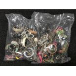 Two bags of costume jewellery