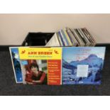A box of assorted LP records including easy listening,