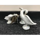 Three Lladro figures of swans