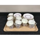 A tray of thirty seven pieces of Fenton tea china