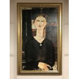 An Artagraph reproduction : Abstract portrait of a lady, framed.