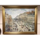 An Artagraph reproduction : Parisian street scene, framed.