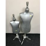 Two mid twentieth century child's mannequins on painted adjustable stands