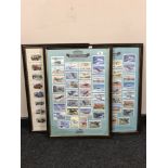 Three sets of framed Castella Panatellas cards,