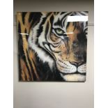 An acrylic on board depicting a tiger