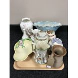 A tray of Royal Doulton Mystic Dawn vase, Maling vase, ginger jars,