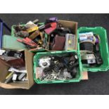 Five boxes of hand tools, hard ware, door closers,