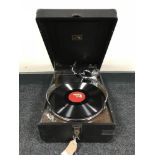 An HMV table top record player