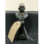 A miniature hand painted metal bust on column, height 12.