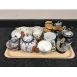A tray of Durham china, Japanese tea set, 20th century Chinese teapot,