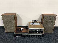 A pair of Kef vintage speakers and a Rogers amplifier,