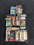 A box of and three crates of books including Victorian history, politics,