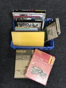 Two crates and a box of books including bound volumes "The British Empire", car manuals,