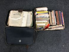 A suitcase and box of sheet music and books inc.