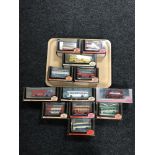 A tray of twelve boxed Exclusive First Edition die cast buses,