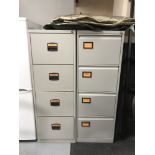 Two x four drawer metal filing cabinets