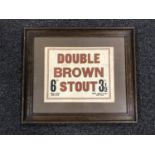 A Double Brown Stout advertisement in oak frame