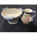 A Regency Ironstone floral pottery jug and basin