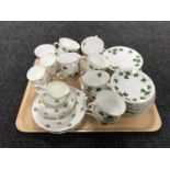 A tray of twelve pieces of Old Royal bone china tea china and thirty seven pieces of Colclough bone