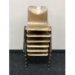 A set of six mid 20th century stacking school chairs