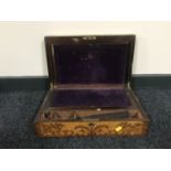 A Victorian rosewood brass inlaid writing box CONDITION REPORT: Brass lifting off