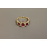 A 9ct gold ruby and diamond ring,