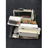 Two boxes of vintage computers and keyboards including Acorn A3010, World Plus Computer Concepts,