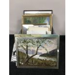 A collection of un-framed and framed pictures - watercolours,