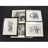 A set of six Laurel and Hardy framed prints