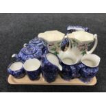 A tray of ten pieces of Ringtons chintz china and a pair of Maling lustre jugs