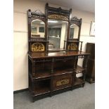 A 19th century aesthetic period mirror backed sideboard, with painted panel decoration,width 168 cm.