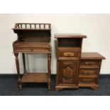 A telephone table and a cabinet fitted four drawers