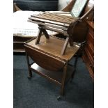 A mahogany two tier trolley and an oak luggage stand