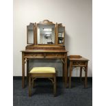 A yew wood dressing table with mirror,