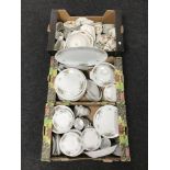 Three boxes of extensive oriental dinner service and a box of Churchill tea and dinner ware