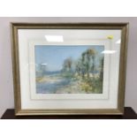 David Thomas Robertson : The river Tyne near Bywell, 25 cm x 35 cm, watercolour, signed, framed.