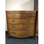 A Victorian mahogany bow-fronted five drawer chest