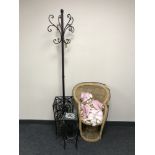 A metal hat and coat stick stand,
