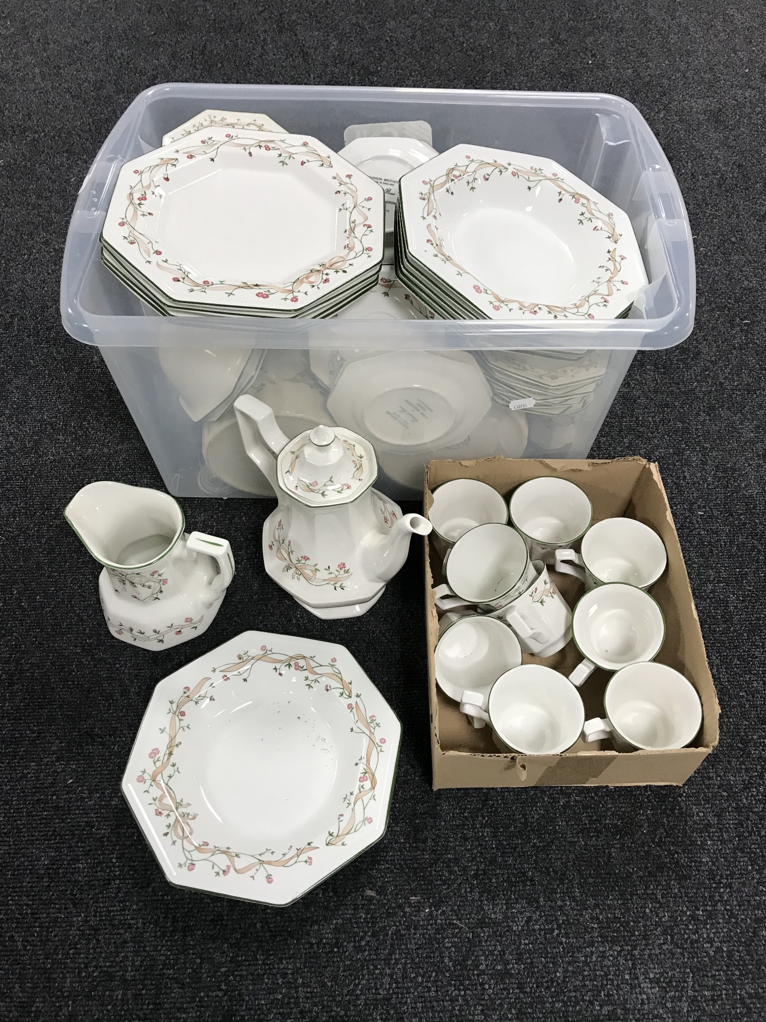 A box of Johnson Brothers dinner ware