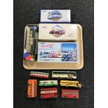 A tray of boxed and un-boxed die cast buses - Corgi etc