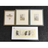 Two framed colour prints initialled JMB "Flower fairies",