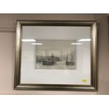 Mary Williams : Grey day St Ives September, graphite, 18 cm x 24 cm, framed.