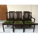 Six late 20th century rail backed dining chairs